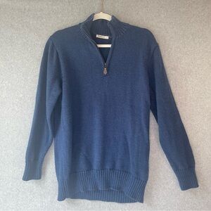 Womens WoolOvers Zip Neck Blue Sweater sz. L #FF